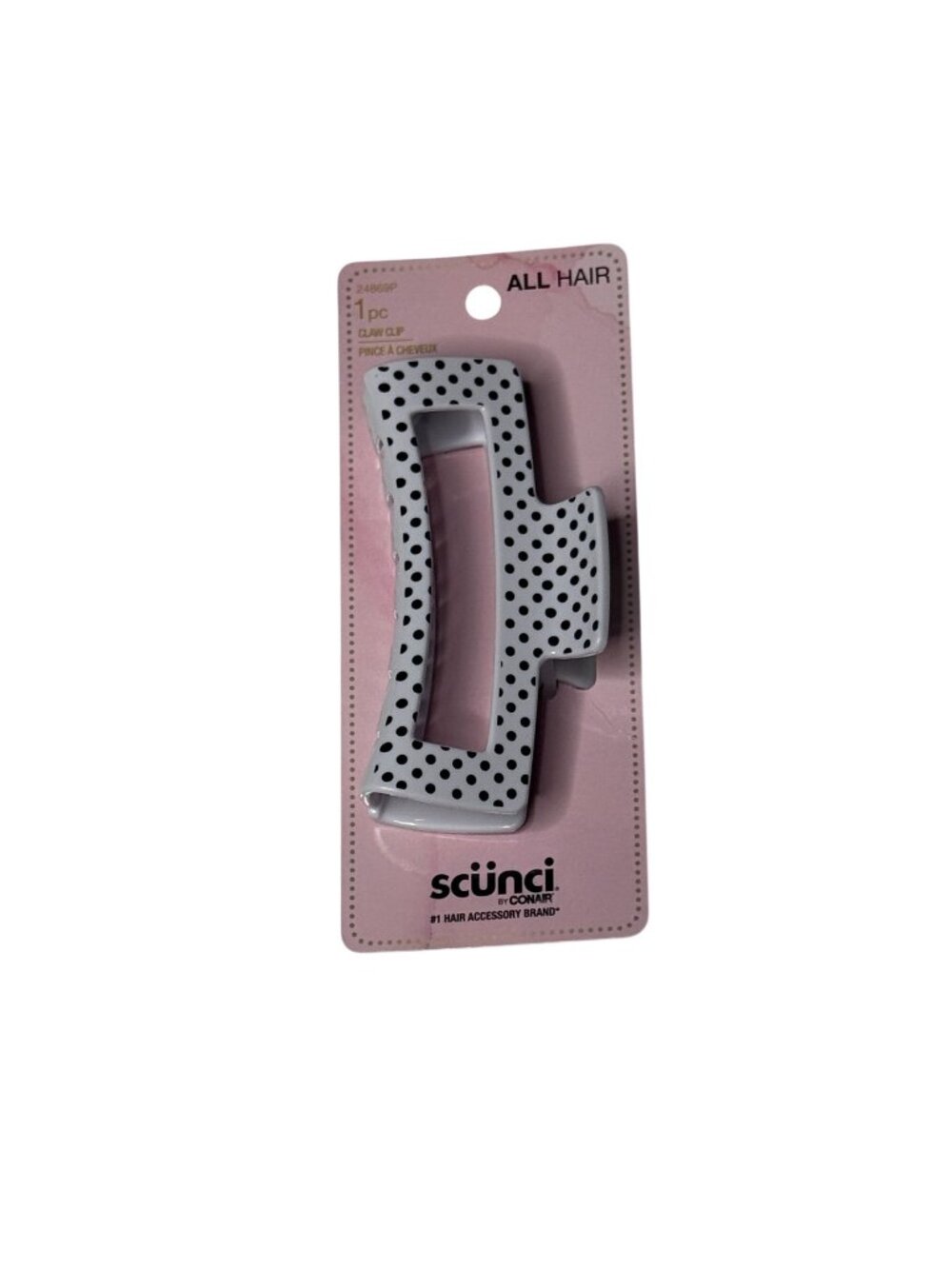 Scunci Polka Dot Hair Claw Clip Black White Large Grip New